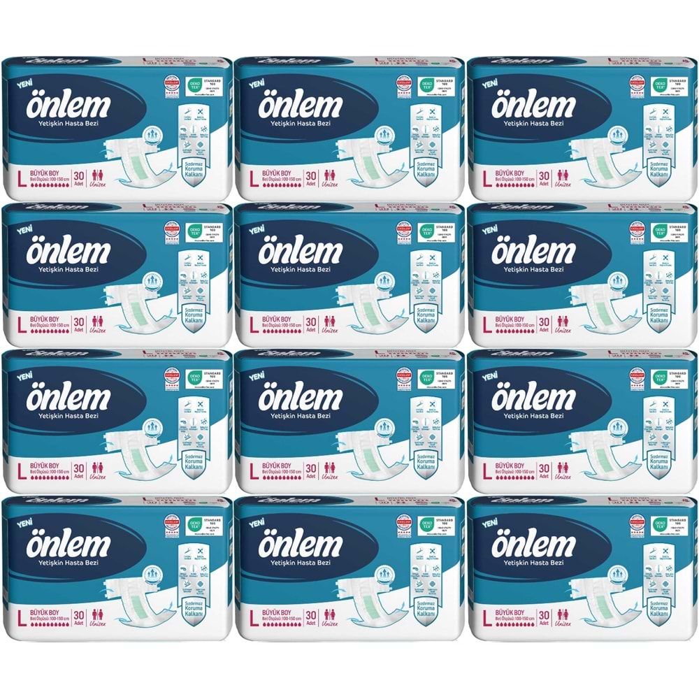 Önlem Yetişkin Bezi Bel Bantlı Tekstil Yüzey L - Large - Büyük 360 Adet (12PK*30)