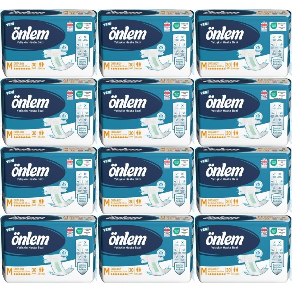 Önlem Hasta Bezi Bel Bantlı Tekstil Yüzey M - Medium - Orta 360 Adet (12PK*30)