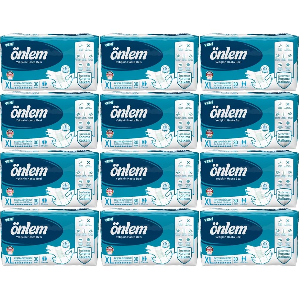 Önlem Hasta Bezi Bel Bantlı Tekstil Yüzey XL - Extra Large - Ekstra Büyük 360 Adet (12PK*30)