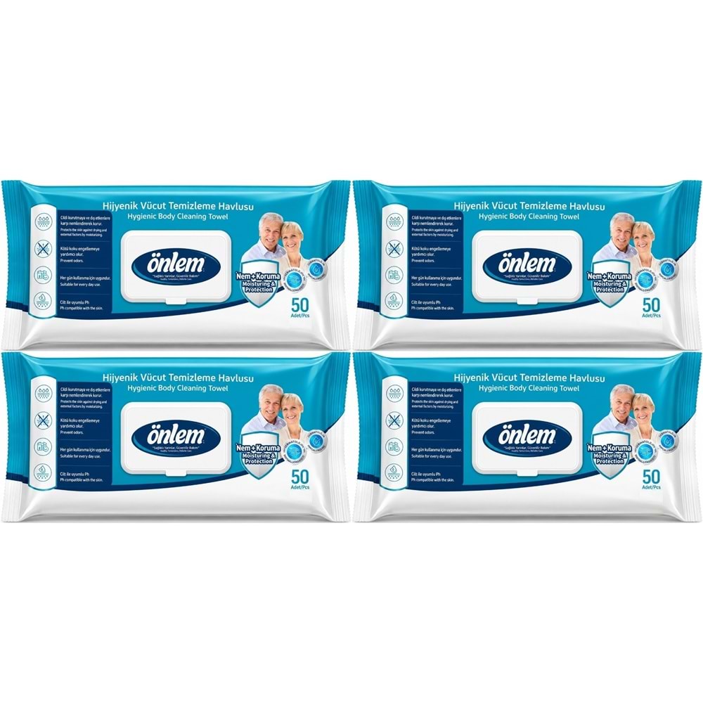 Önlem Hijyenik Vücut Temizleme Islak Mendil Havlu 200 Yaprak (4PK*50)