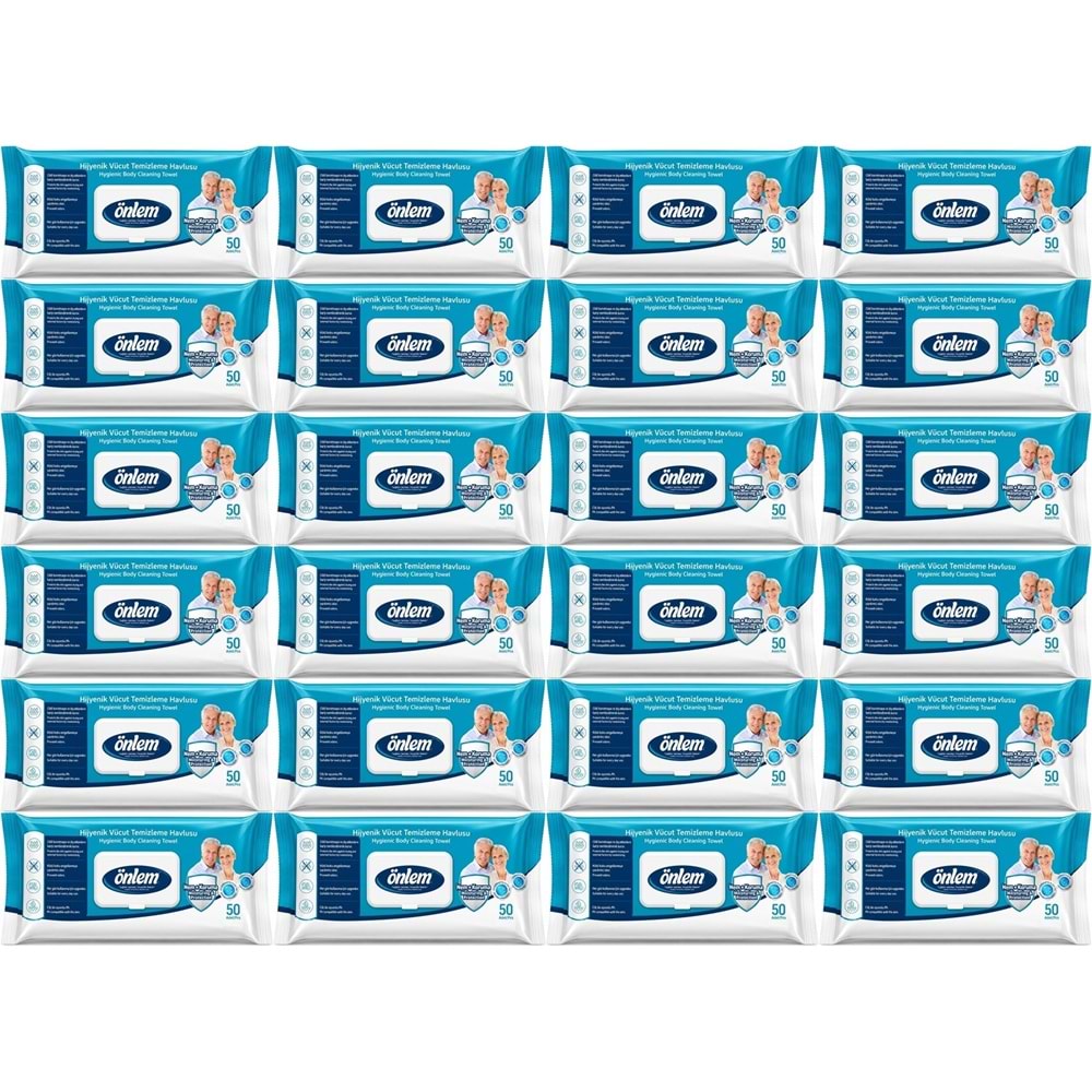 Önlem Hijyenik Vücut Temizleme Islak Mendil Havlu 1200 Yaprak (24PK*50)