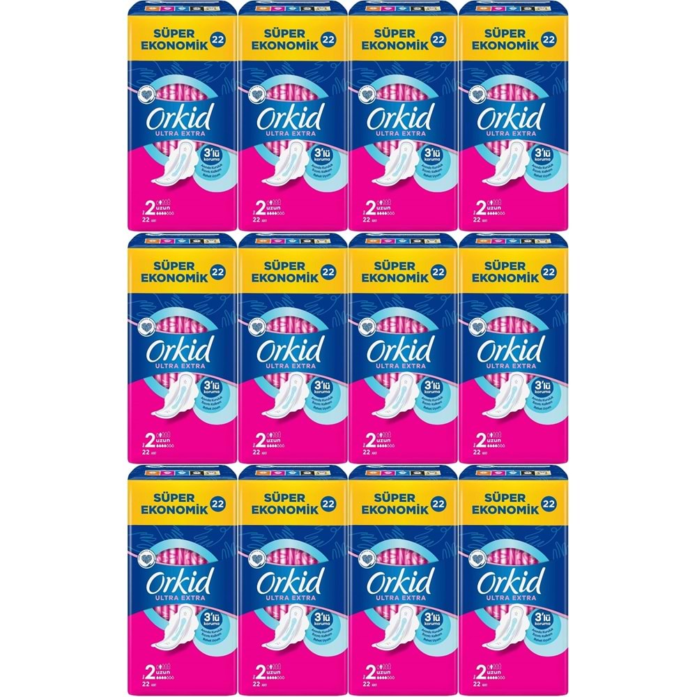 Orkid Hijyenik Ped Ultra Extra Koruma Uzun 264 Adet Süper Ekonomik Pk (12PK*22)