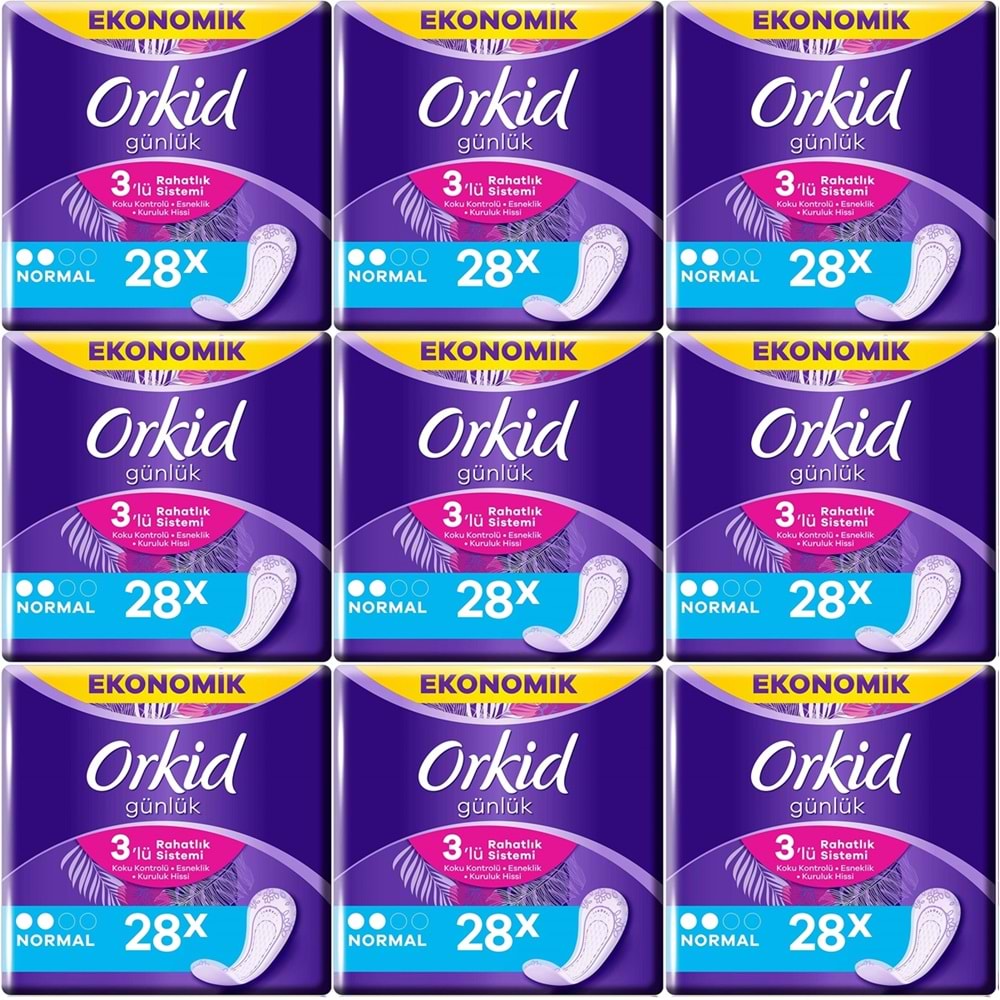 Orkid Günlük Ped Günlük Koruma Normal 252 Adet Ekonomik Paket (Tekli Paketlerde) (9PK*28)