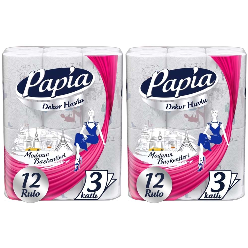 Papia Kağıt Havlu Decor (Modanon Başkentleri Desenli) 24 Lü Set (2Pk*12)