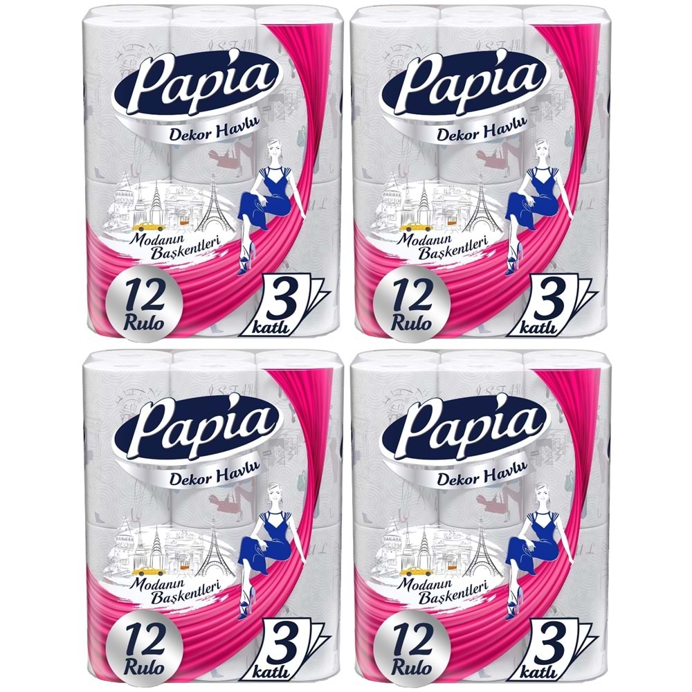 Papia Kağıt Havlu Decor (Modanon Başkentleri Desenli) 48 Li Set (4Pk*12)