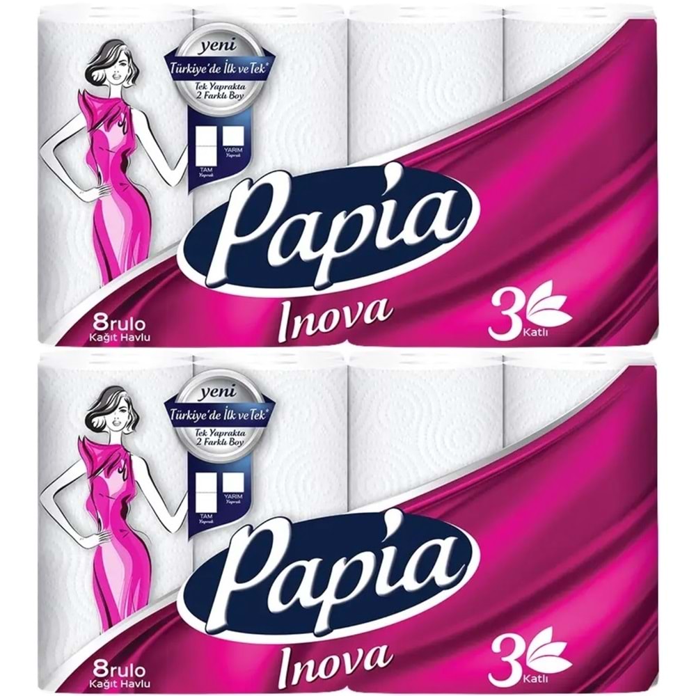 Papia kağıt Havlu (3 Katlı) 16 Lı Set Inova (2PK*8)
