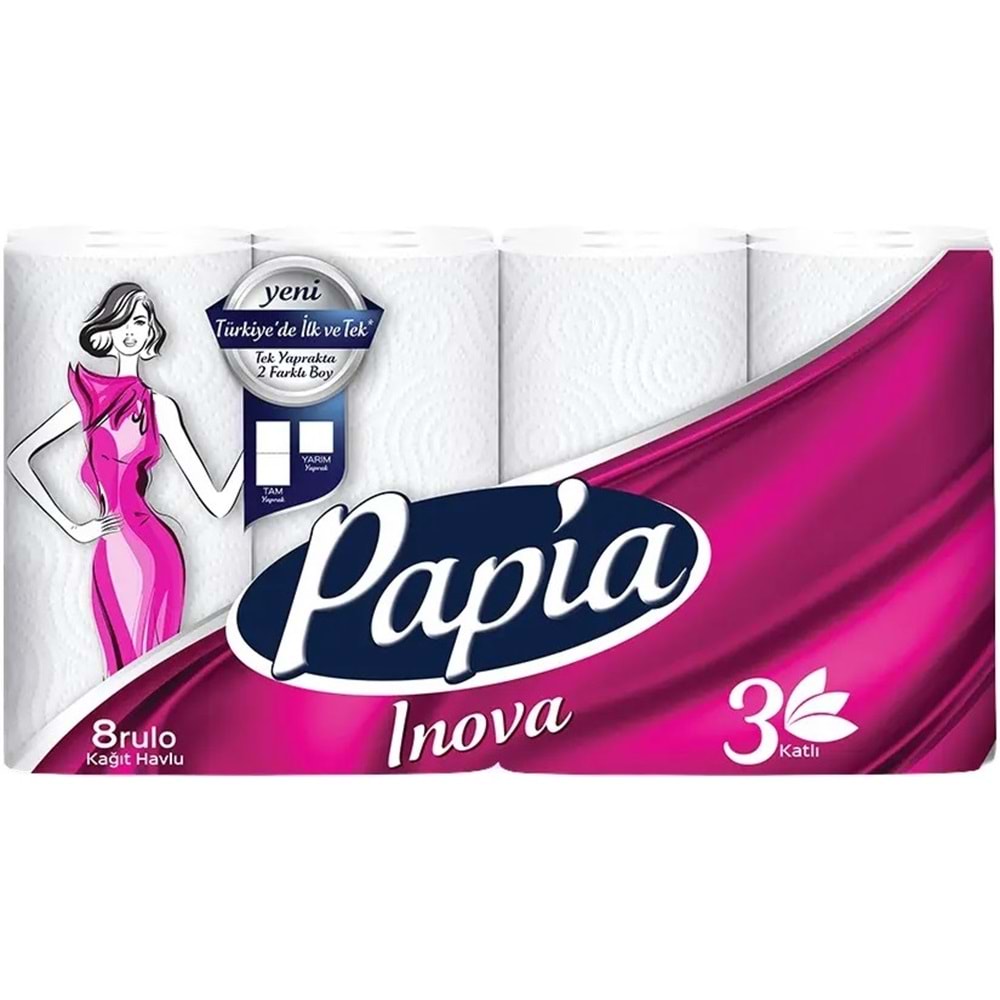 Papia kağıt Havlu (3 Katlı) 24 Lü Set Inova (3PK*8)