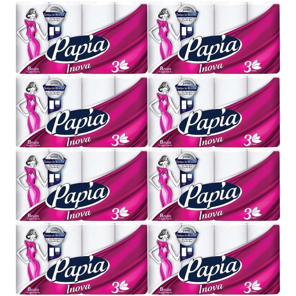 Papia kağıt Havlu (3 Katlı) 64 Lü Set Inova (8PK*8)