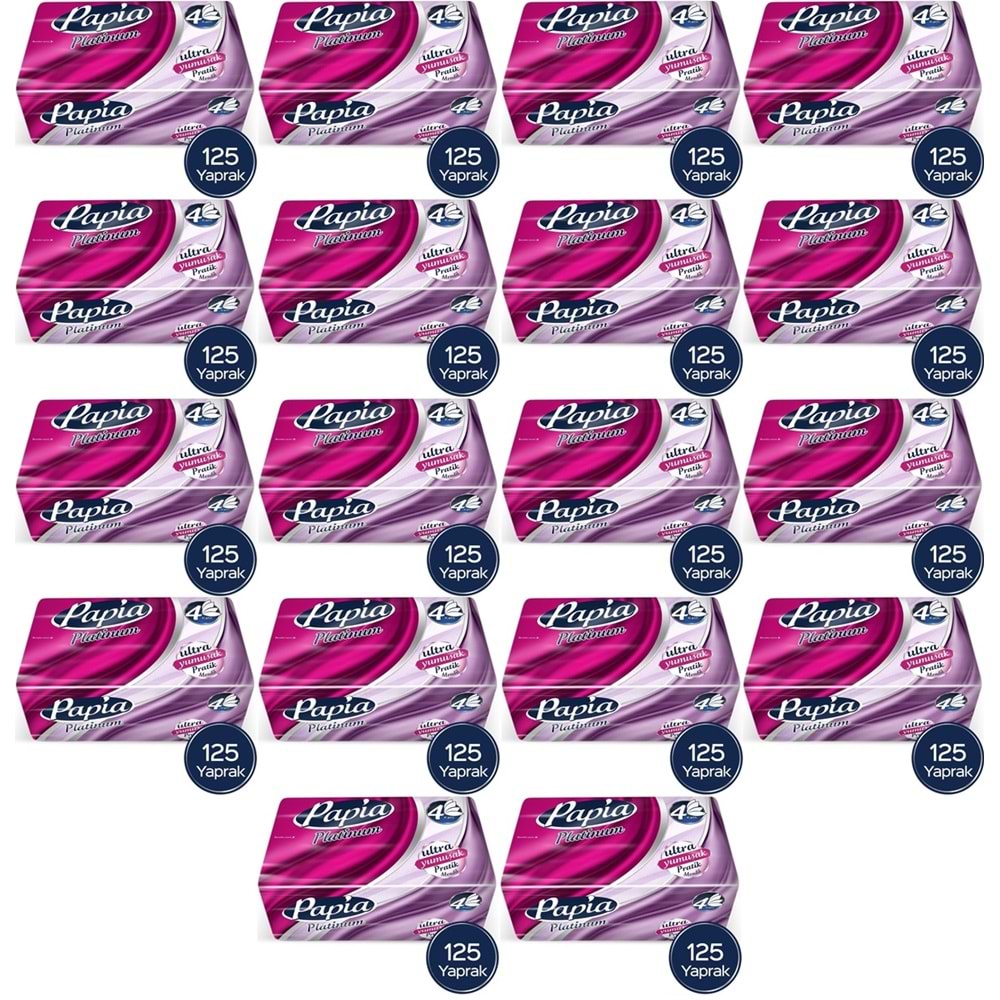 Papia Platinum Pratik Mendil 125 Yaprak (4 Katlı) 2250 Yaprak (18PK*125)
