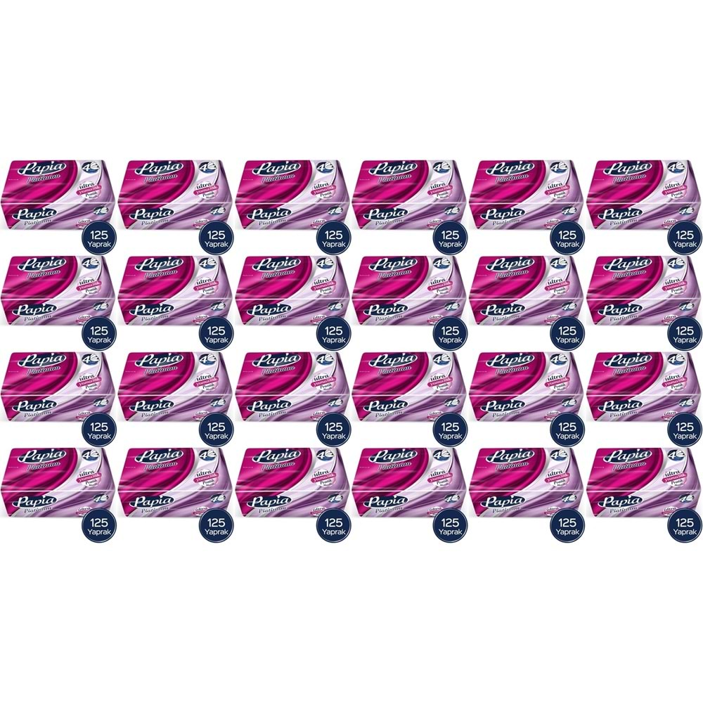 Papia Platinum Pratik Mendil 125 Yaprak (4 Katlı) 3000 Yaprak (24PK*125)