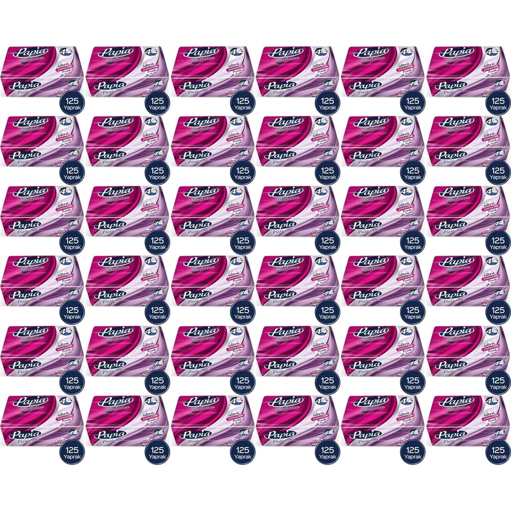 Papia Platinum Pratik Mendil 125 Yaprak (4 Katlı) 4500 Yaprak (36PK*125)