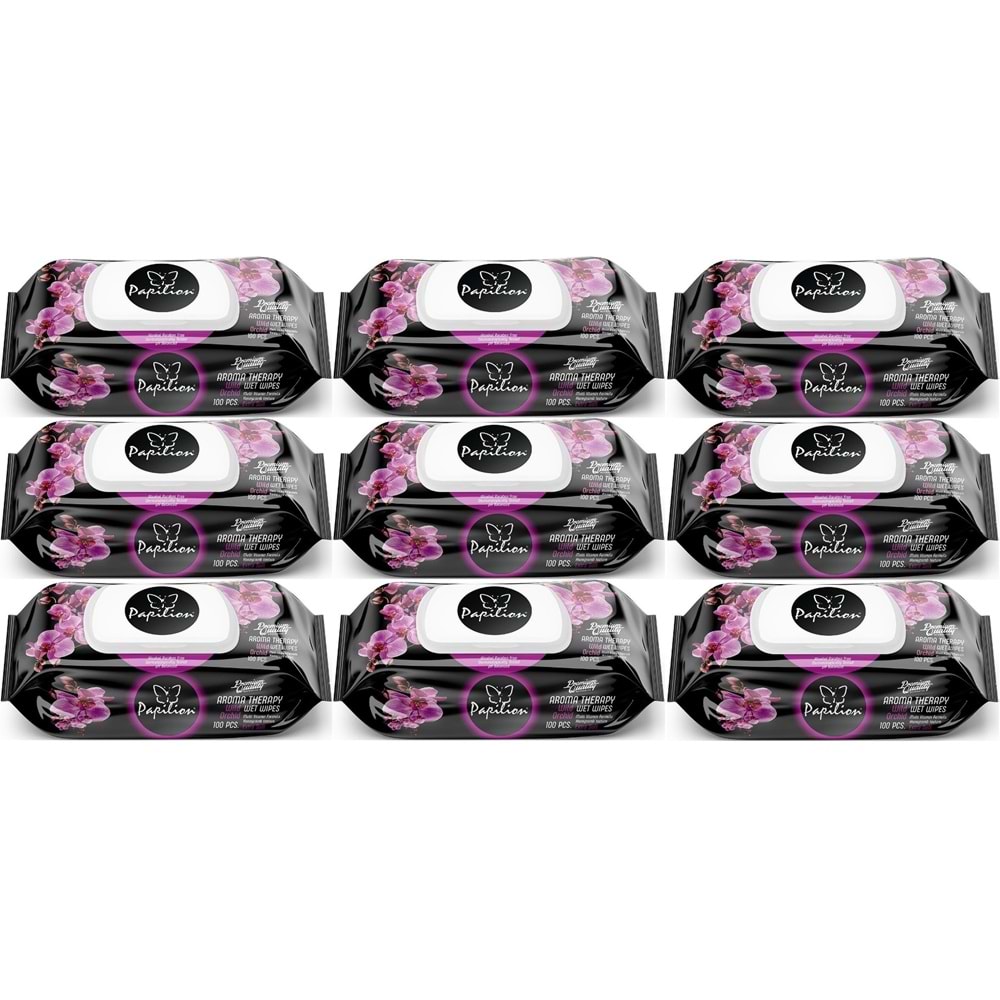 Papilion Islak Havlu Mendil 100 Yaprak Aroma Terapi (9 Lu Set) 900 Yaprak