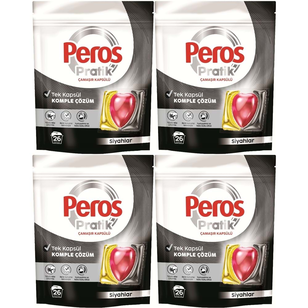 Peros Pratik Matik Çamaşır Deterjanı Kapsülü - Tableti 104 Adet Siyahlar (4PK*26)