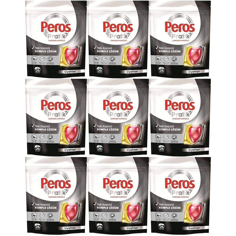 Peros Pratik Matik Çamaşır Deterjanı Kapsülü - Tableti 234 Adet Siyahlar (9PK*26)