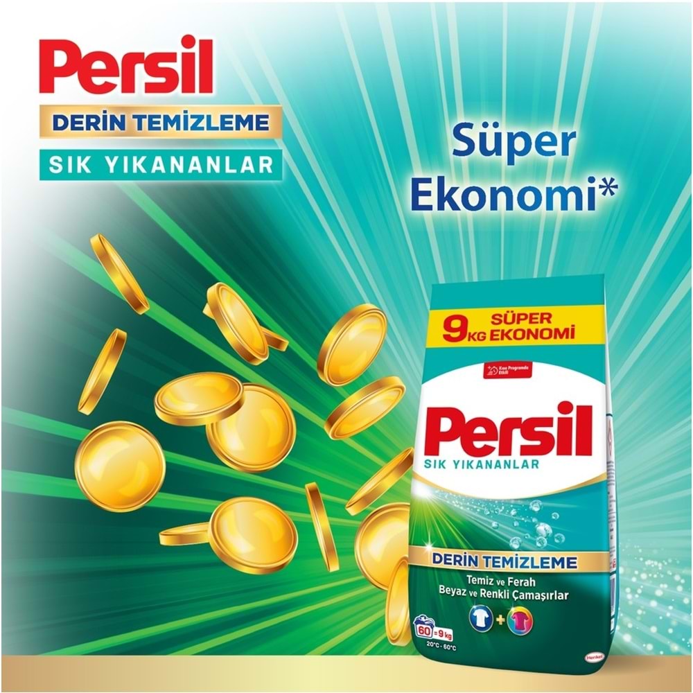 Persil Matik Toz Çamaşır Deterjanı 18KG Sık Yıkananlar Beyaz ve Renkliler İçin (2PK*9KG)(120 Yıkama)