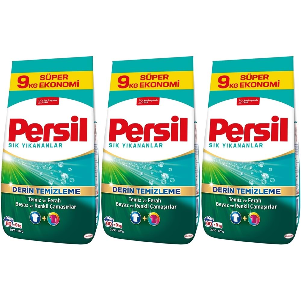Persil Matik Toz Çamaşır Deterjanı 27KG Sık Yıkananlar Beyaz ve Renkliler İçin (3PK*9KG)(180 Yıkama)
