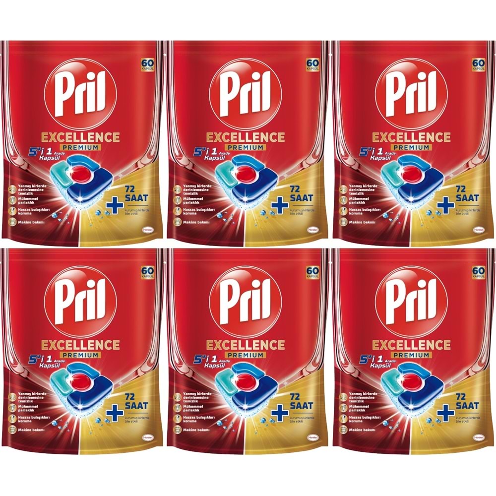 Pril Bulaşık Makinesi Deterjanı Kapsül Tablet Excellence Premium 5 i 1 Arada 360 Adet (6PK*60)