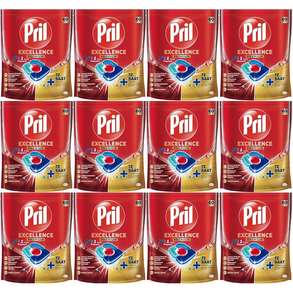 Pril Bulaşık Makinesi Deterjanı Kapsül Tablet Excellence Premium 5 i 1 Arada 720 Adet (12PK*60)