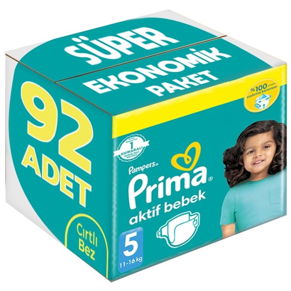 Prima Bebek Bezi Beden:5 (11-16Kg) Junior 92 Adet Süper Ekonomik Pk