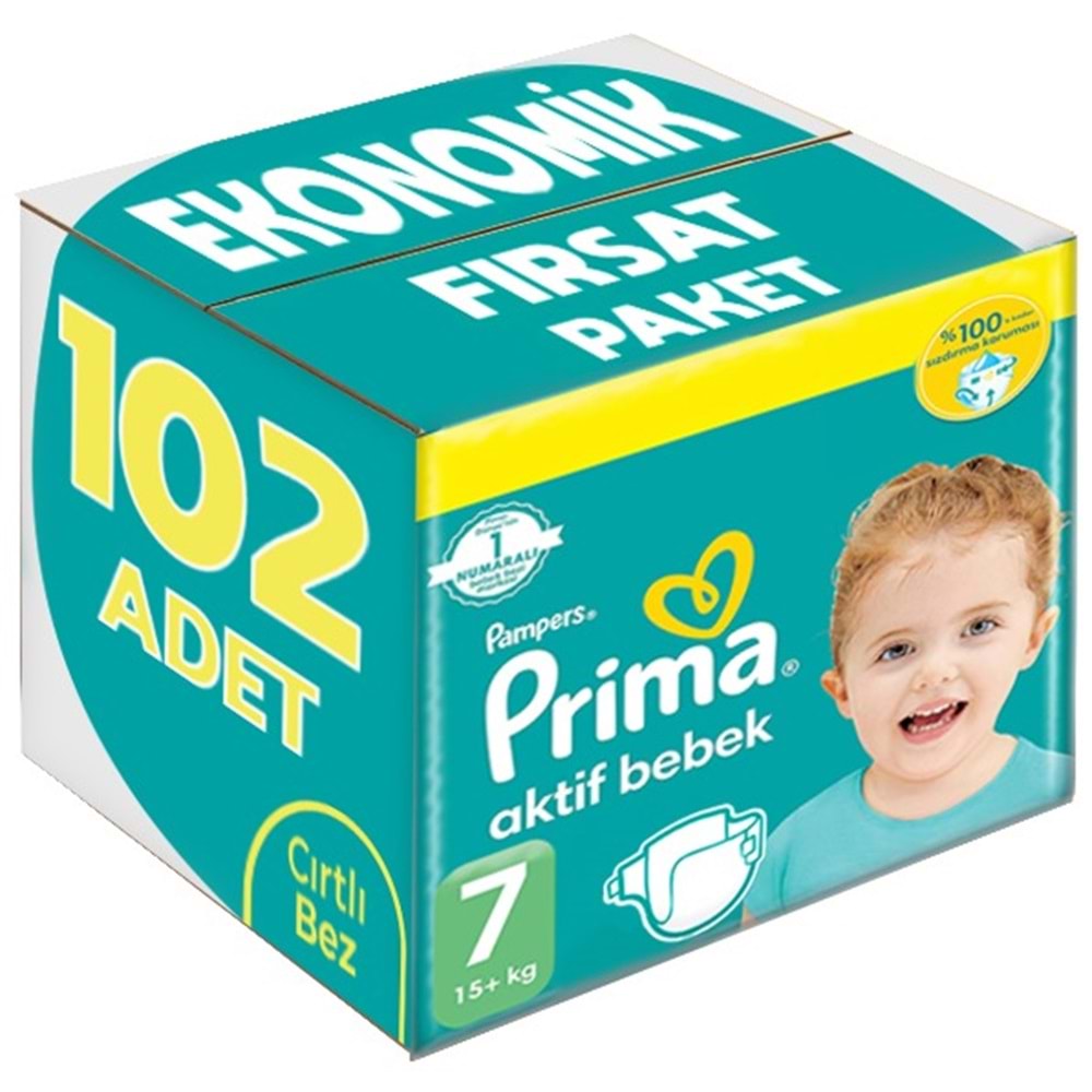 Prima Bebek Bezi Beden:7 (15+Kg) XX Large 102 Adet Ekonomik Fırsat Pk