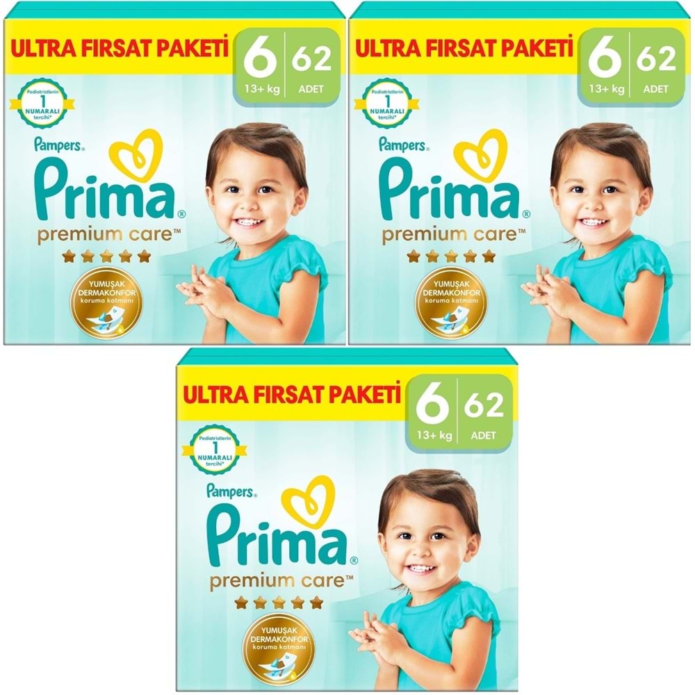 Prima Premium Care Bebek Bezi Beden:6 (13+) Extra Large 186 Adet Süper Fırsat Pk