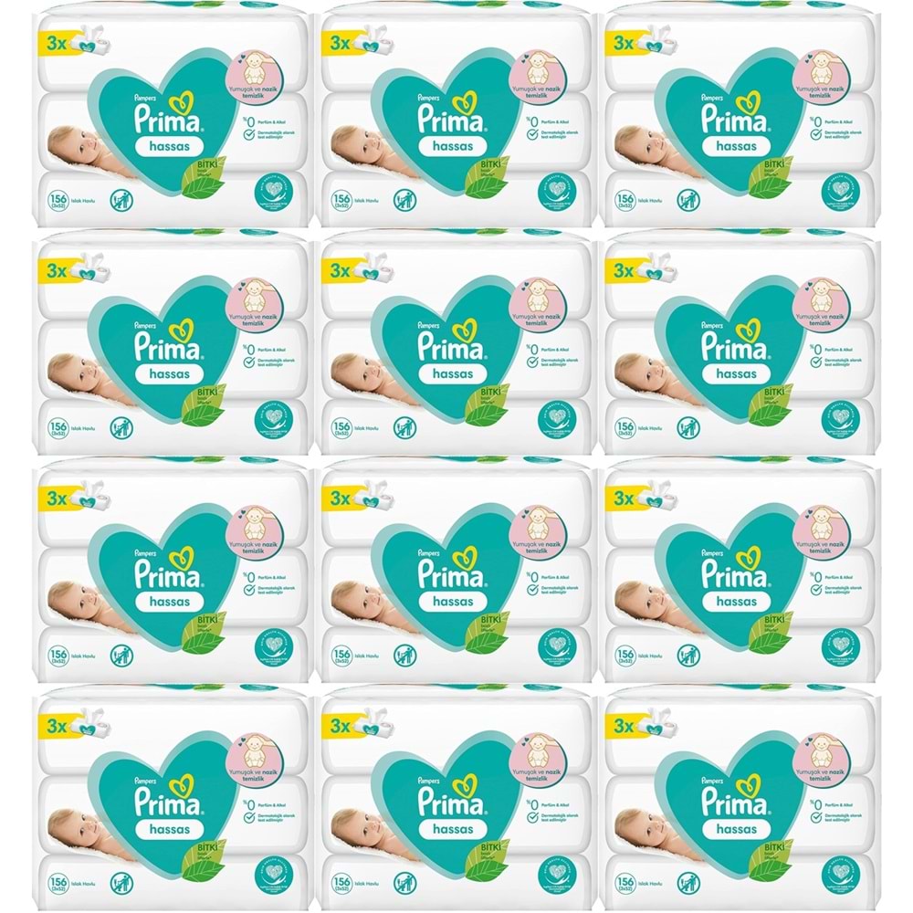 Prima Islak Havlu Mendil Hassas Ciltler İçin Bitki Bazlı Kokusuz (36 Lı Set) (12PK*3) 1872 Yaprak