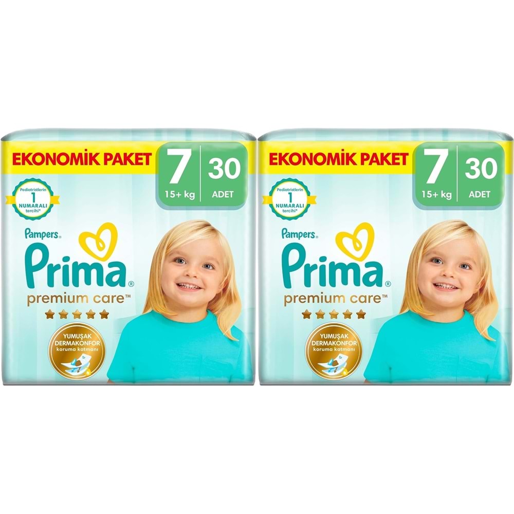 Prima Premium Care Bebek Bezi Beden:7 (15+KG) XXX Large 60 Adet Süper Ekonomik Pk