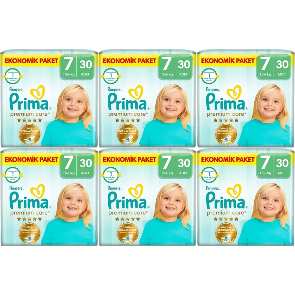 Prima Premium Care Bebek Bezi Beden:7 (15+KG) XXX Large 180 Adet Süper Ekonomik Mega Pk