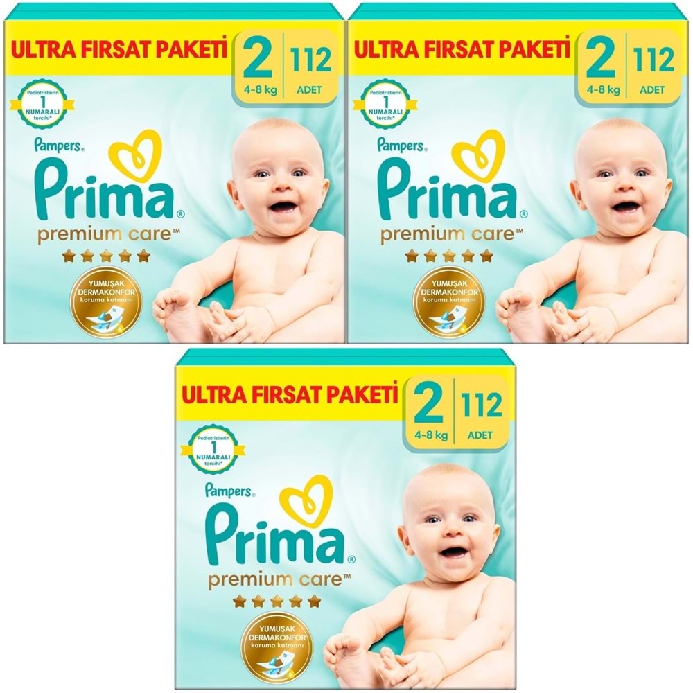 Prima Premium Care Bebek Bezi Beden:2 (4-8KG) Mini 336 Adet Aylık Ultra Fırsat Pk