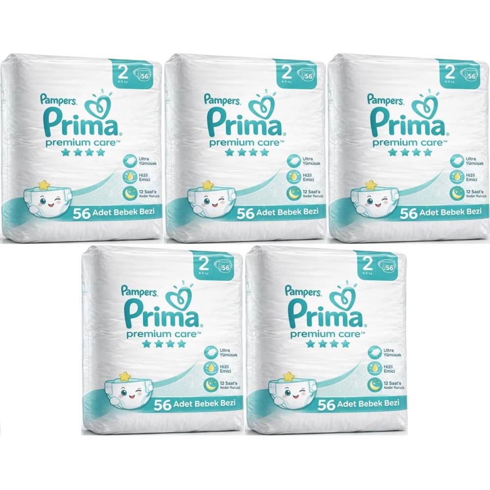 Prima Premium Care Bebek Bezi Beden:2 (4-8KG) Mini 280 Adet Ekstra Mega Pk