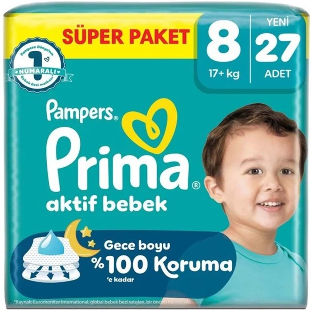 Prima Bebek Bezi 8 Beden 17+ KG XXX Large 108 Adet Süper Aylık Pk