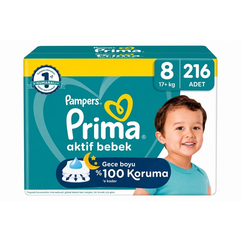 Prima Bebek Bezi 8 Beden 17+ KG XXX Large 216 Adet Süper Ultra Pk