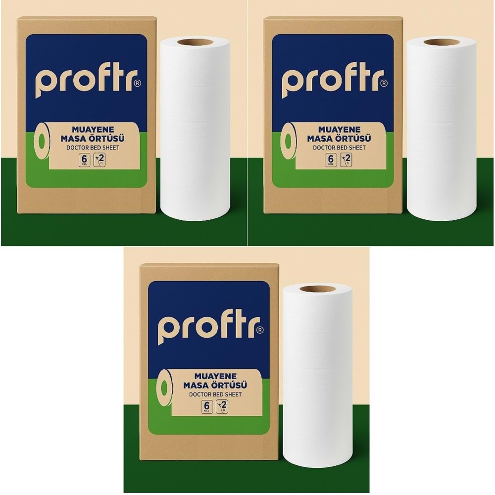 Proftr Hasta Muayene Sedye Masa Örtüsü Çift Katlı 50*25CM 50 Metre (3 Lü Set)