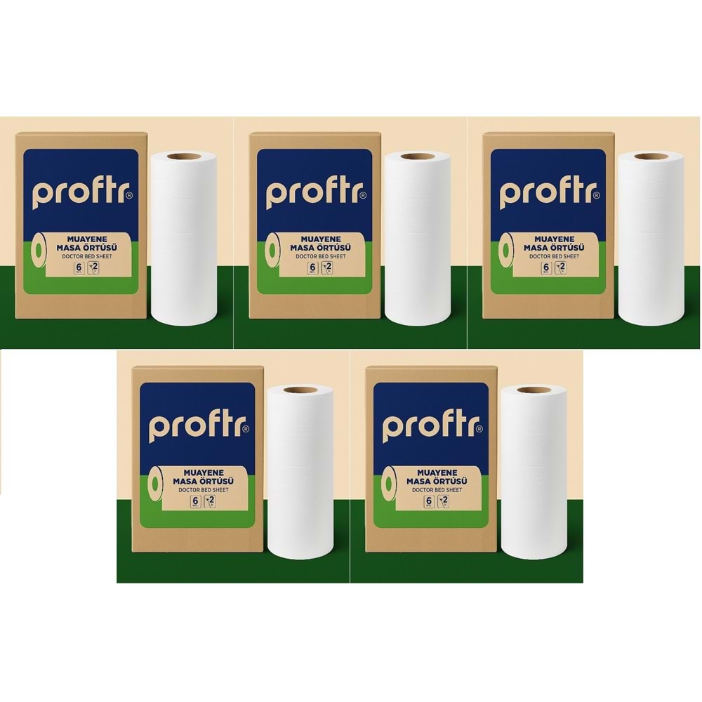Proftr Hasta Muayene Sedye Masa Örtüsü Çift Katlı 50*25CM 50 Metre (5 Li Set)