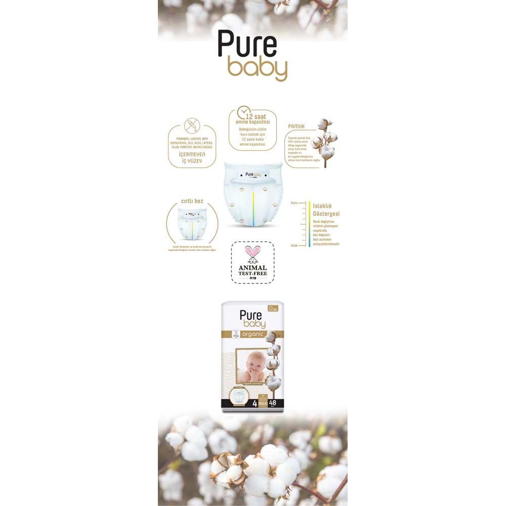 Pure Baby Organik Bebek Bezi 5 Beden 11-20 KG Junior 240 Adet Ekstra Fırsat Pk