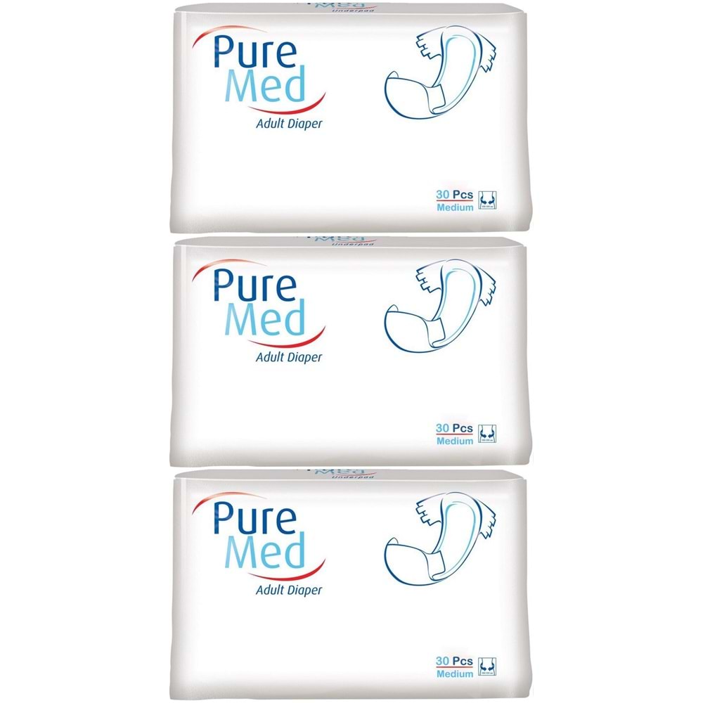 Puremed Hasta Bezi Bel Bantlı Tekstil Yüzey Medium M-Orta 90 Adet (3PK*30)