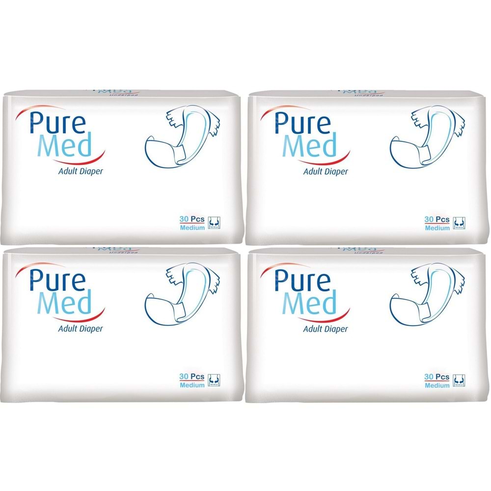 Puremed Hasta Bezi Bel Bantlı Tekstil Yüzey Medium M-Orta 120 Adet (4PK*30)