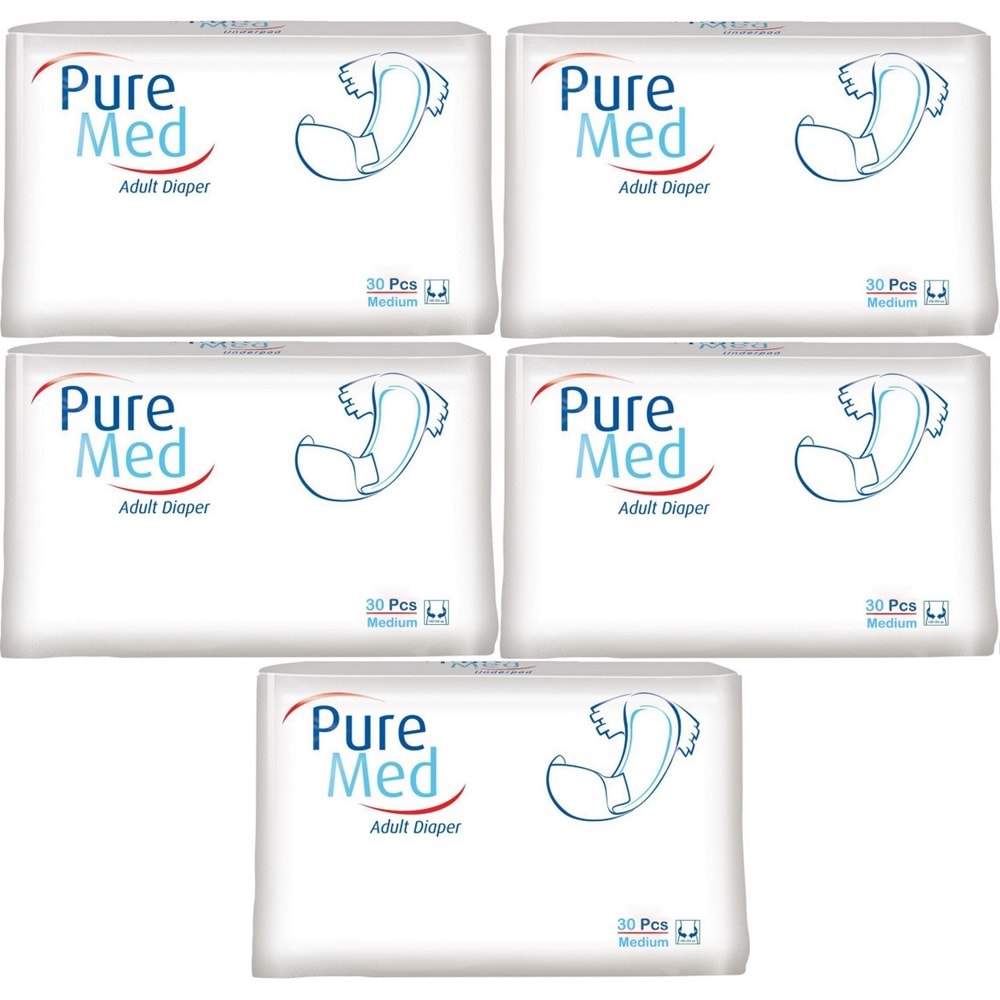 Puremed Hasta Bezi Bel Bantlı Tekstil Yüzey Medium M-Orta 150 Adet (5PK*30)