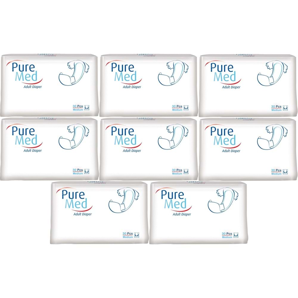 Puremed Hasta Bezi Bel Bantlı Tekstil Yüzey Medium M-Orta 240 Adet (8PK*30)