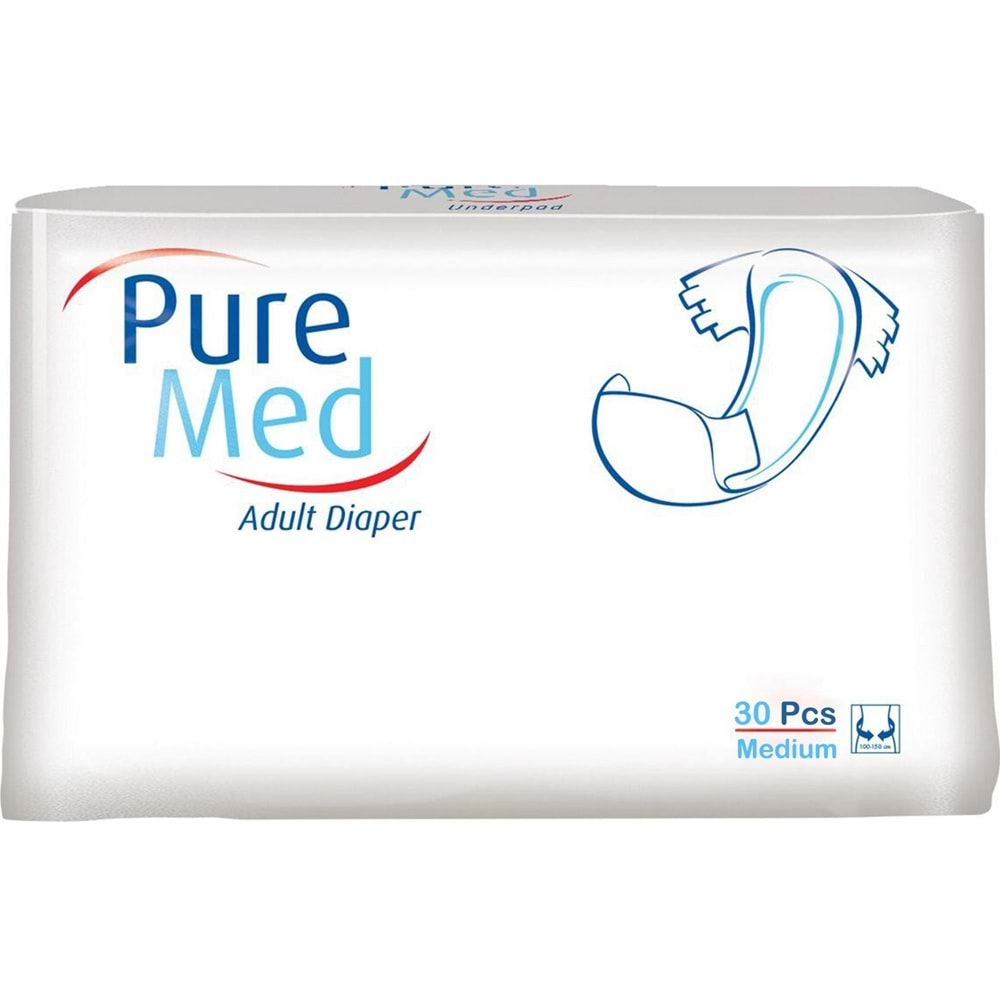 Puremed Yetişkin Bezi Bel Bantlı Tekstil Yüzey M - Orta - Medium 240 Adet (8PK*30)