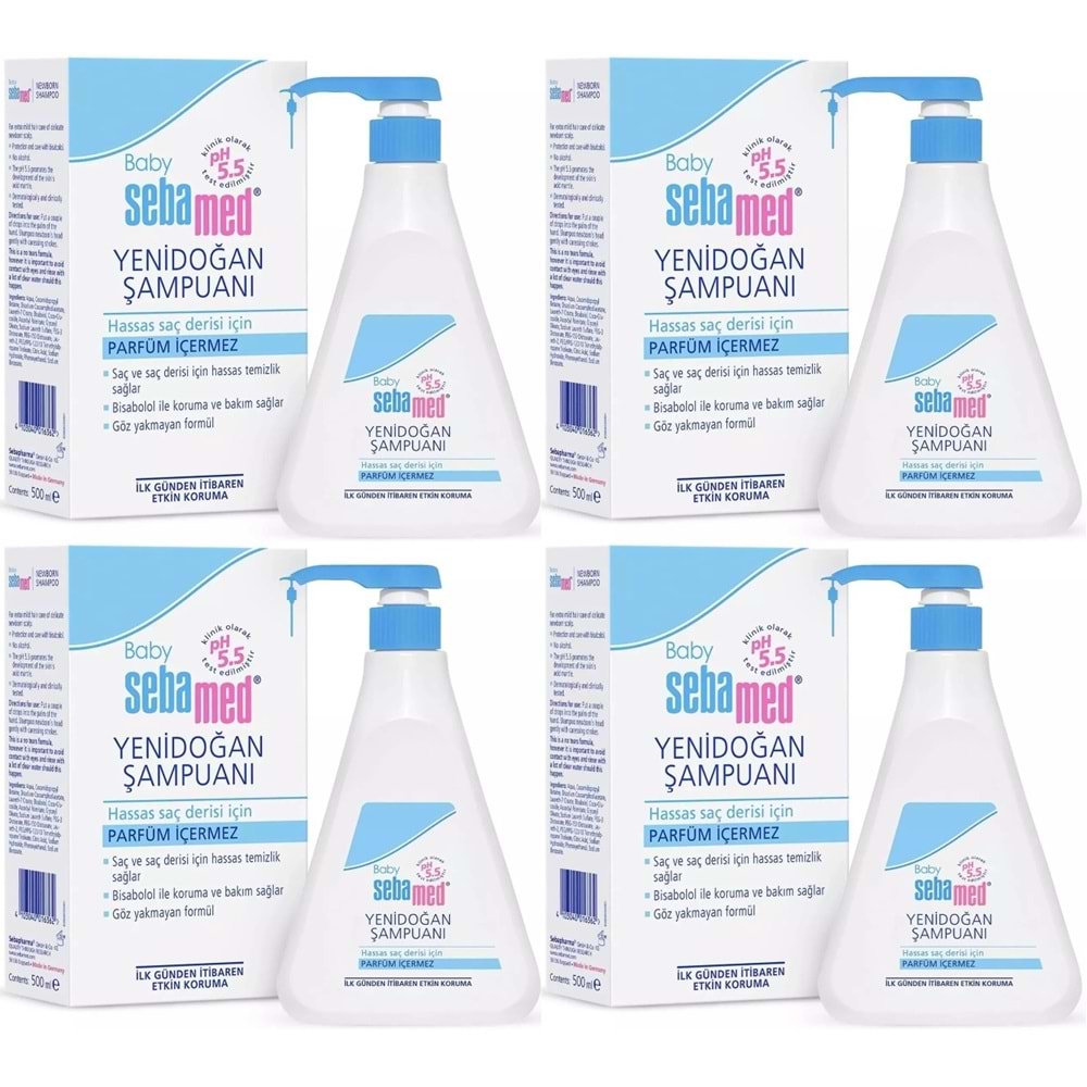 Sebamed Bebek Şampuanı 500ML Pompalı (Yenidoğanlar İçin) (4 Lü Set)
