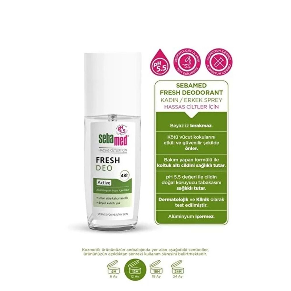 Sebamed Deodorant Sprey 75 ML Fresh Active (4 Lü Set)
