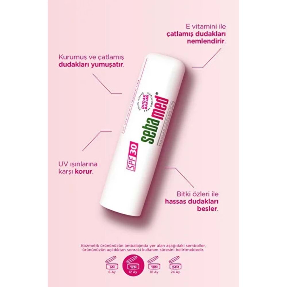 Sebamed Dudak Koruyucu Bakım Kremi Stick 30 SPF 4.8GR (Çatlamış ve Hassas Nemlendiricili) (4 Lü Set)