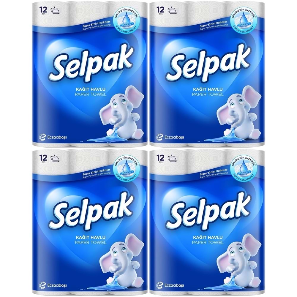 Selpak Kağıt Havlu (3 Katlı) 48 Li Set (4PK*12)