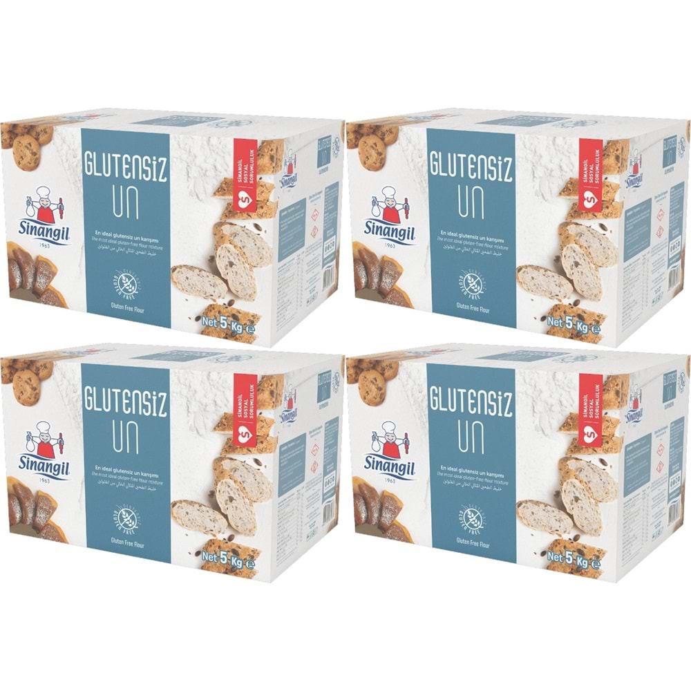 Sinangil Glutensiz Un 20KG (20000GR) Kutu Çölyak Diyetine Uygun (4PK*5Kg)