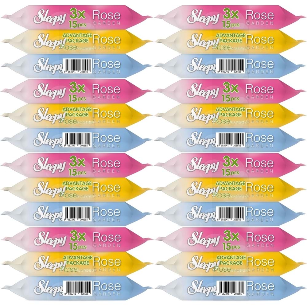 Sleepy Islak Havlu Cep Mendil 15 Yaprak (24 Lü Set) Travel Pk Rose/Garden (8PK*3) 360 Yaprak