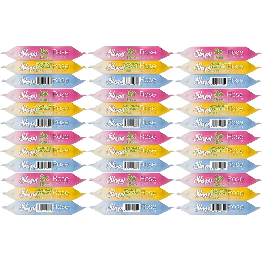 Sleepy Islak Havlu Cep Mendil 15 Yaprak (36 Lı Set) Travel Pk Rose/Garden (12PK*3) 540 Yaprak