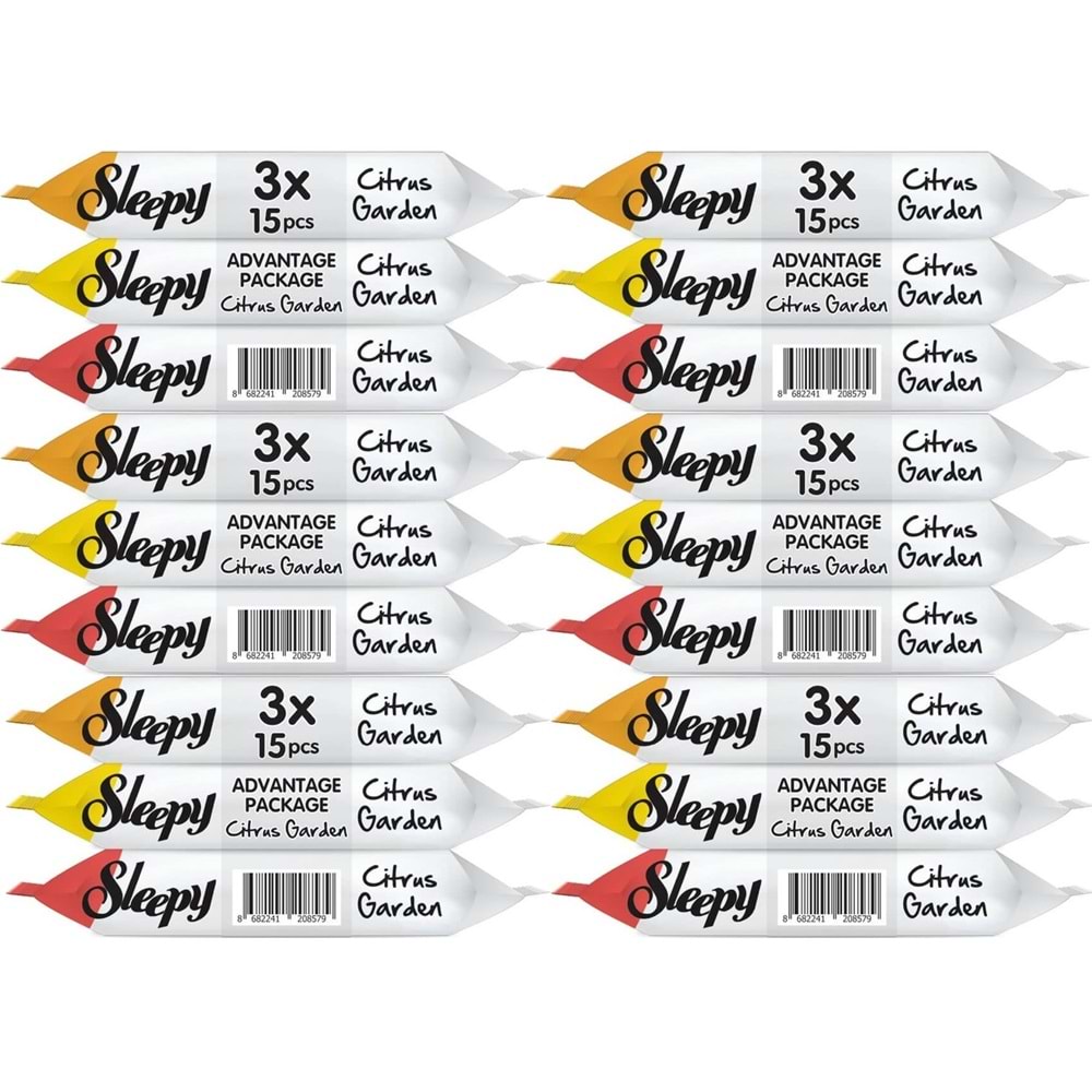 Sleepy Islak Havlu Cep Mendil 15 Yaprak (18 Li Set) Narenciye Bahçesi/Citrus (6PK*3) 270 Yaprak