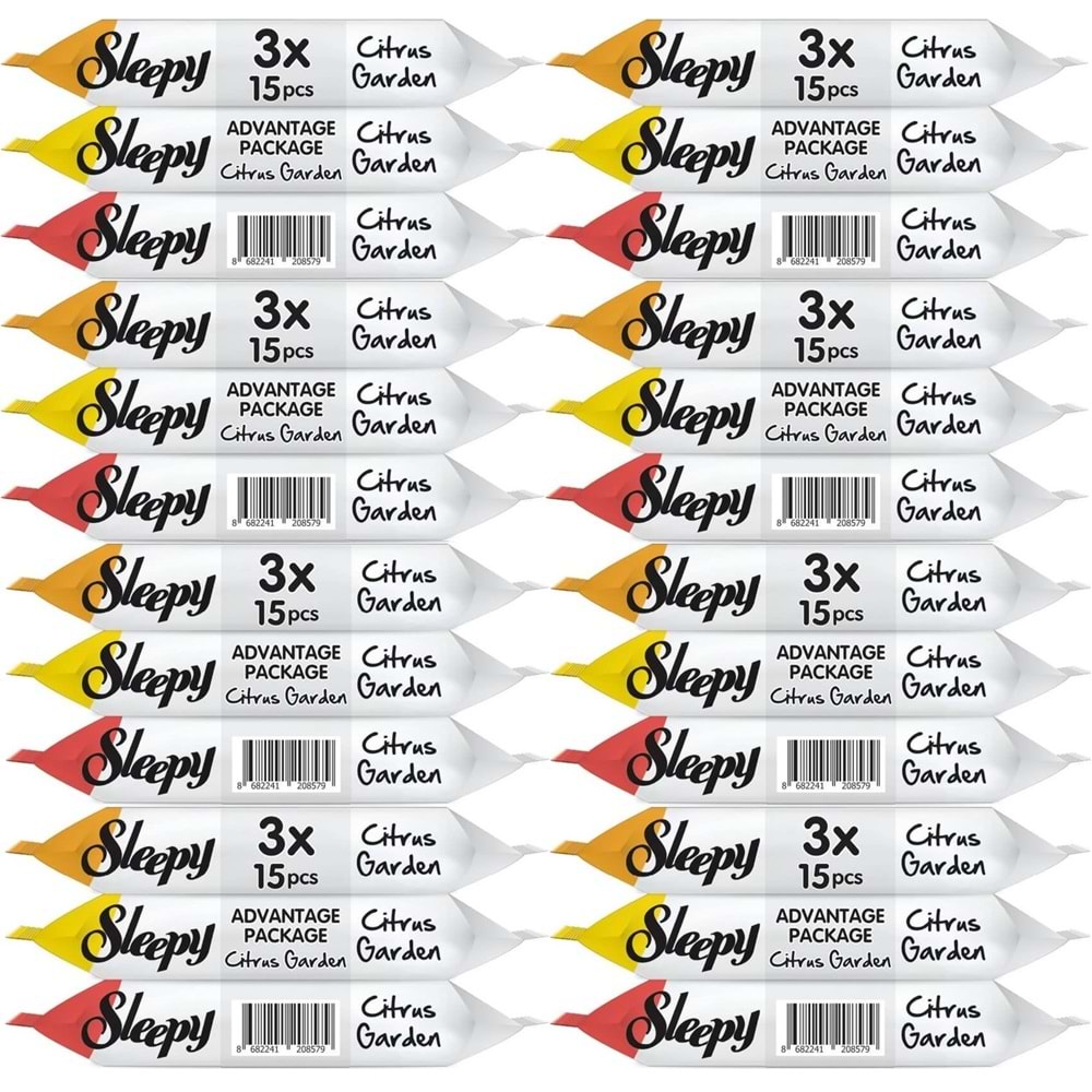 Sleepy Islak Havlu Cep Mendil 15 Yaprak (24 Lü Set) Narenciye Bahçesi/Citrus (8PK*3) 360 Yaprak