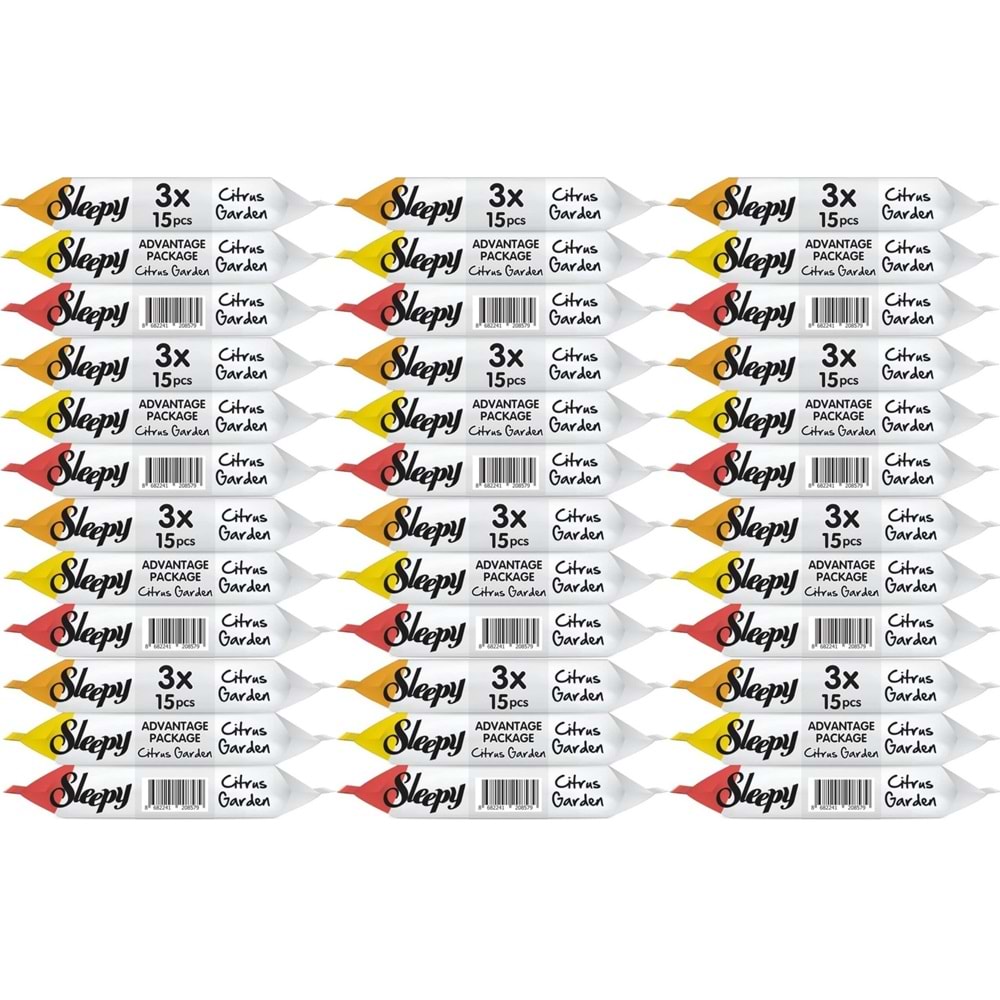 Sleepy Islak Havlu Cep Mendil 15 Yaprak (36 Lı Set) Narenciye Bahçesi/Citrus (12PK*3) 540 Yaprak